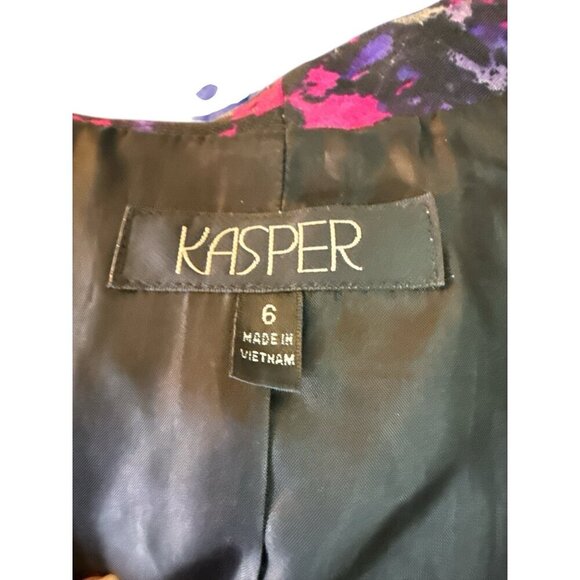 Kasper Blazer Open Front Purple and Pink Abstract Colorful Office Fall Sz 6 EUC - Picture 5 of 7